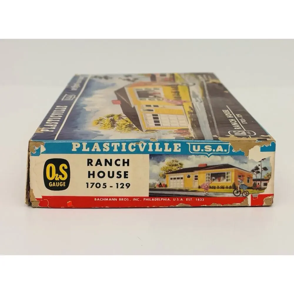Plasticville O & S Gauge Ranch House Turquoise w/ White Roof Gray Door 1705-129